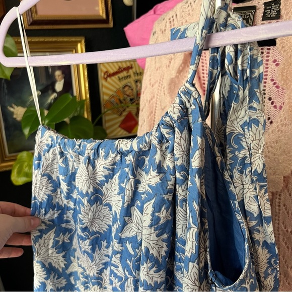 Velvet by Graham & Spencer Joanna Dress Blue One-Shoulder Tie Tiered Maxi Size S - Picture 8 of 11